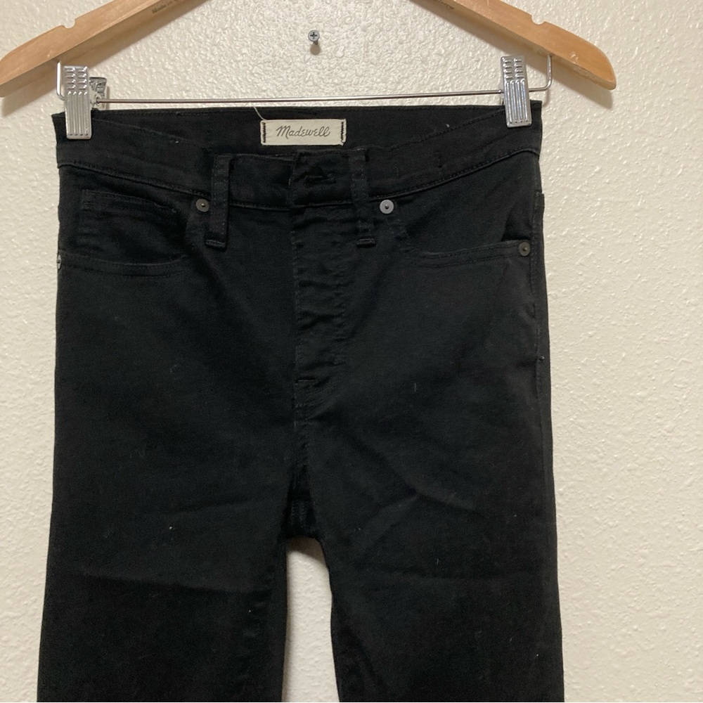 Madewell Womens Jeans 9" High Rise Skinny Denim Black Wash Ripped  Stretch 29 - Picture 5 of 16